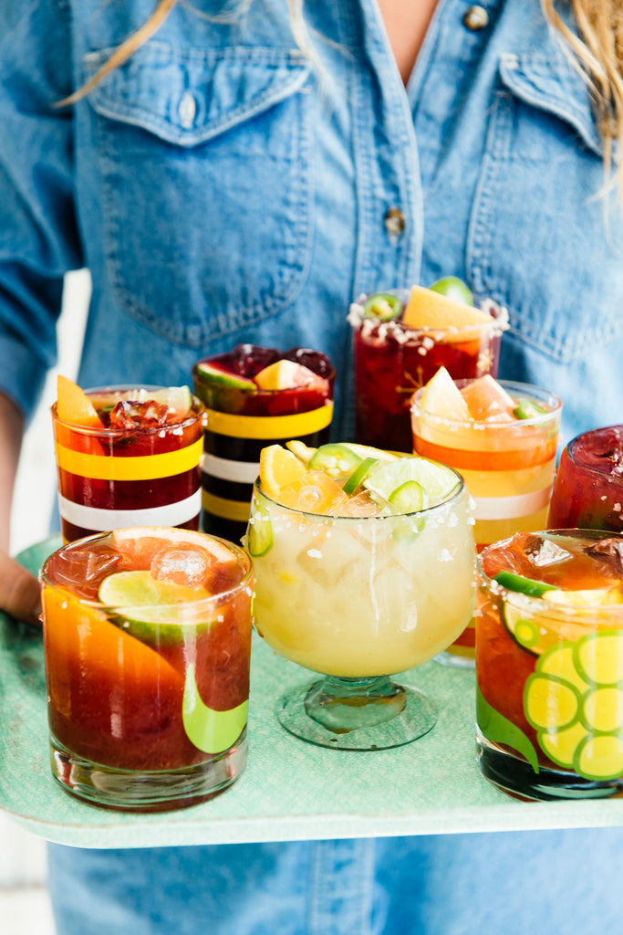 A tray of summer cocktails