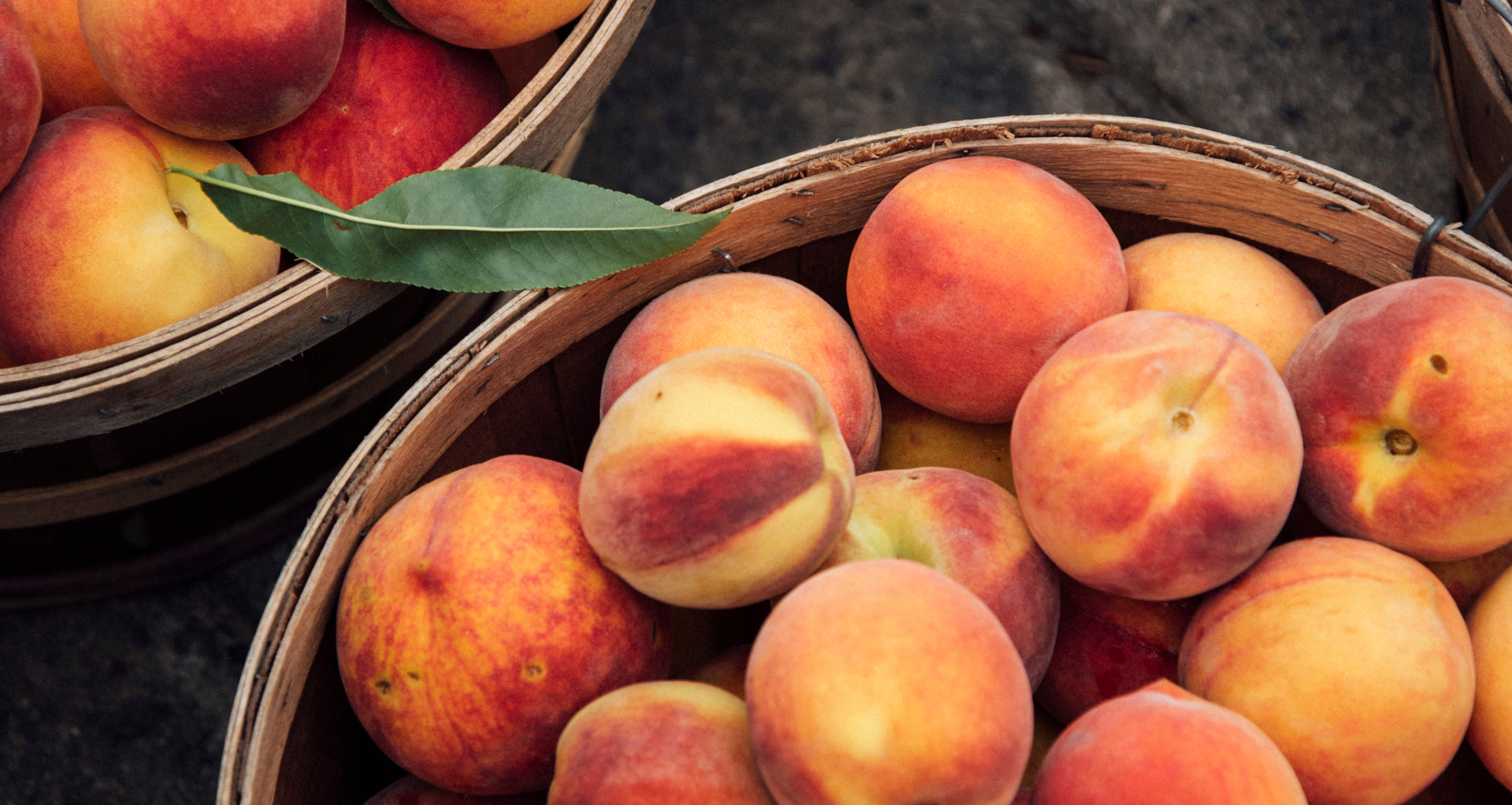 Bushel of ripe peaches