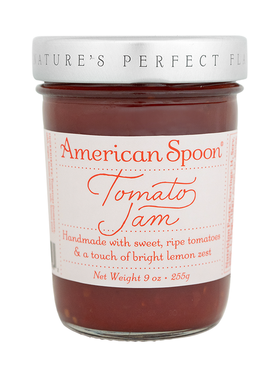 Load image into Gallery viewer, Jar of American Spoon Tomato Jam with a white label on a white background