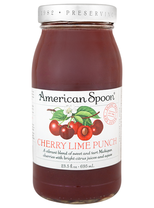 a 23.5 fl oz jar of cherry lime punch