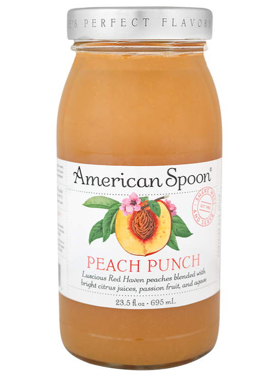 Load image into Gallery viewer, a 23.5 fl oz jar of peach punch