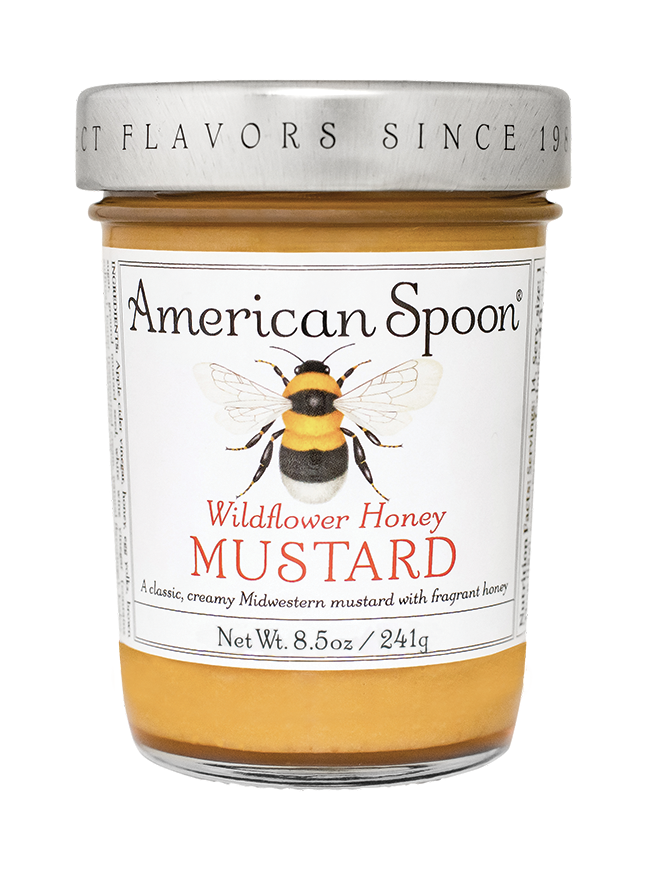 A jar of Wildflower Honey Mustard