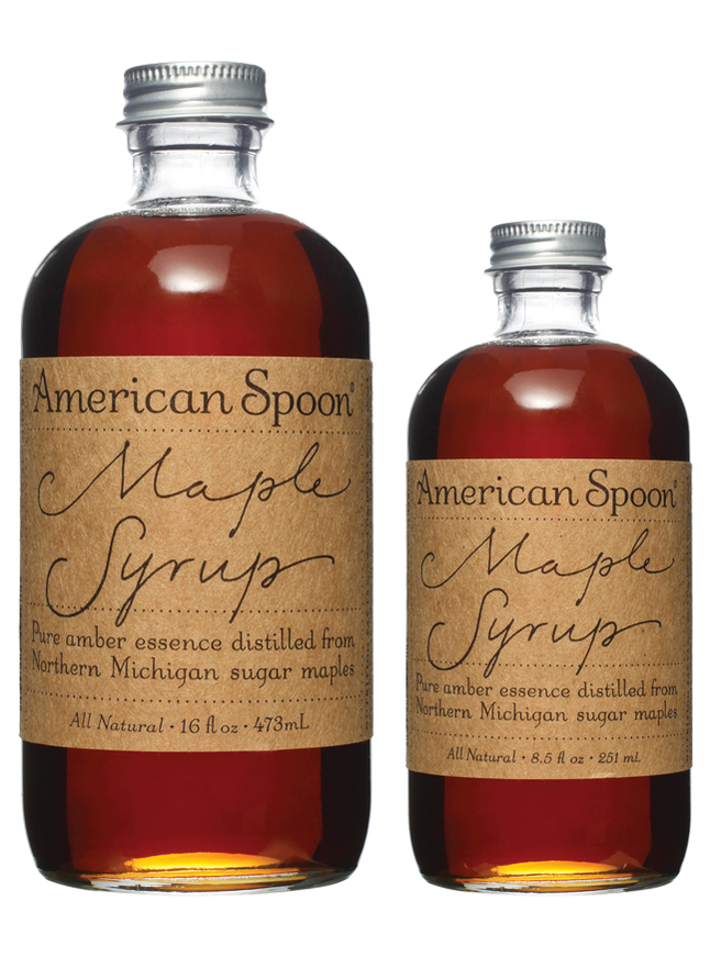 16 oz and 8.5 oz bottle of Maple Syrup