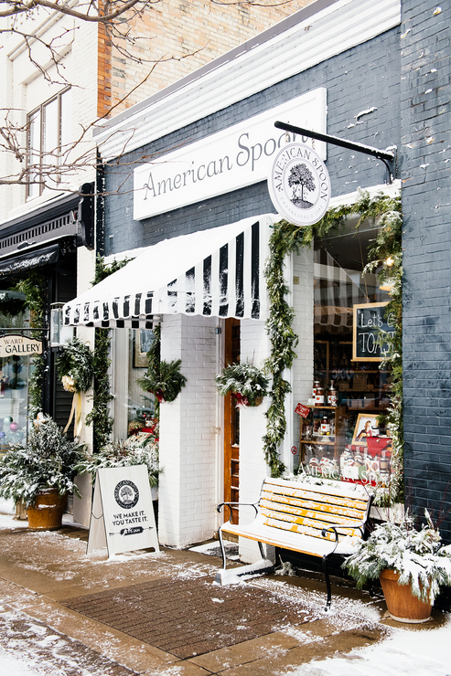 Load image into Gallery viewer, American Spoon store in Petoskey, MI covered in snow