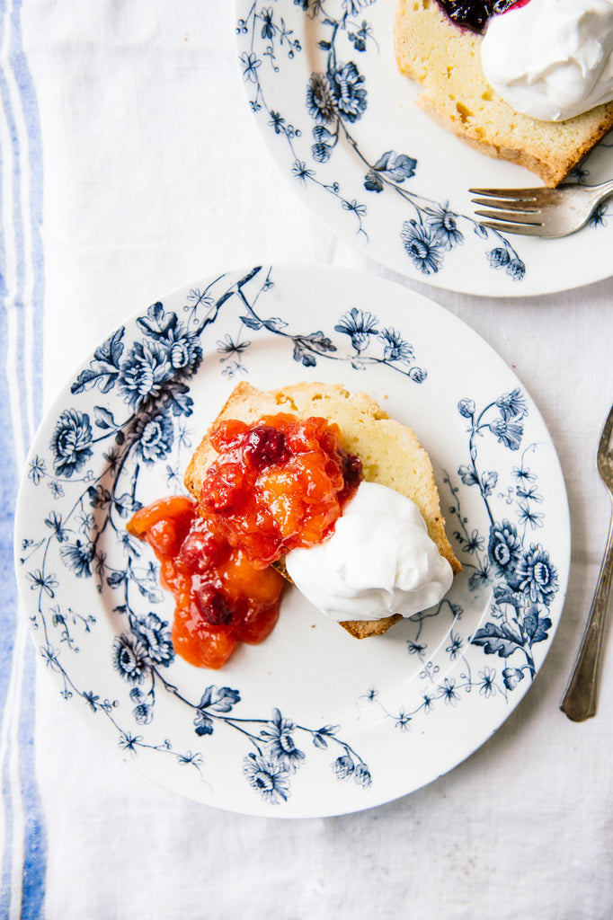 Slices of pound cake topped with Fruit Perfect