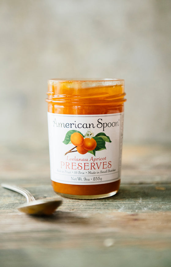 A jar of Leelanau Apricot Preserves
