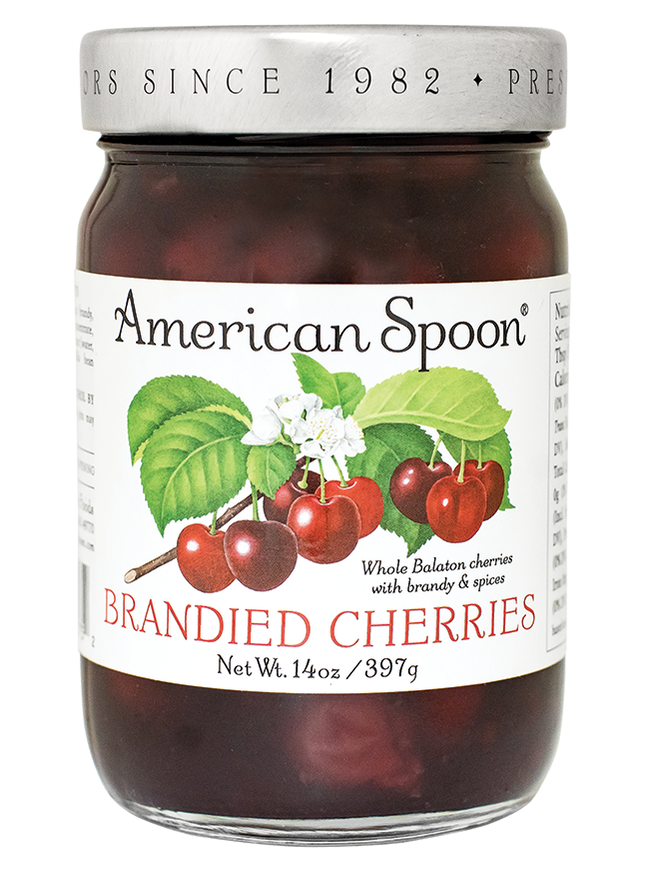 A jar of Brandied Cherries