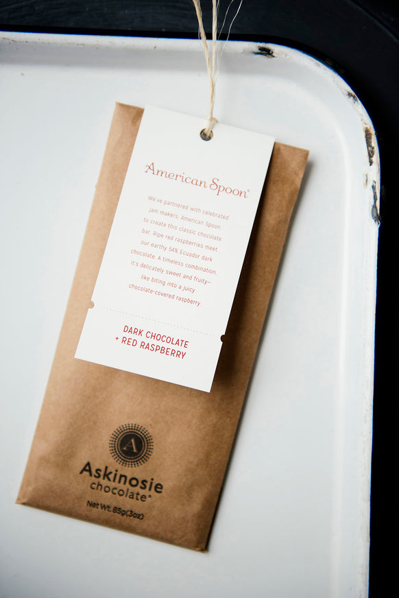 A Dark Chocolate & Raspberry Askinosie Chocolate Bar