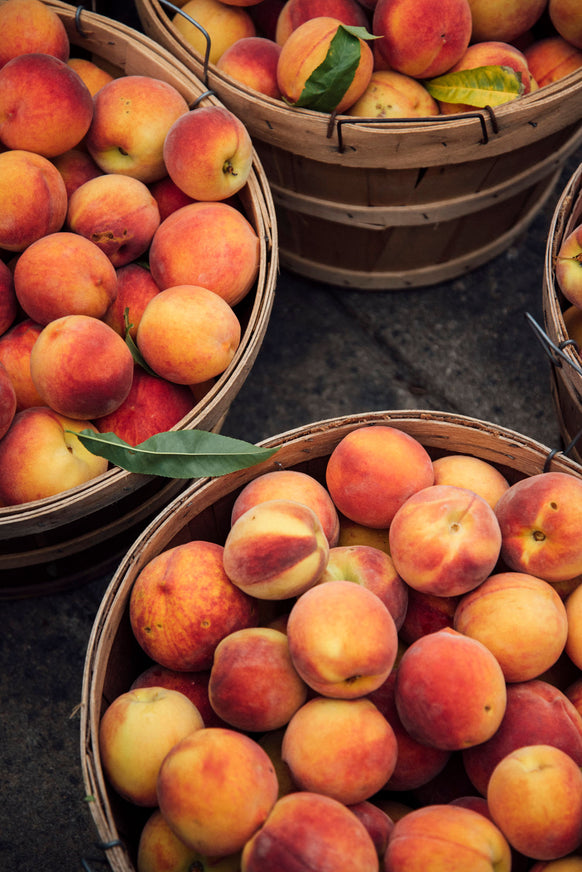 Bushels of ripe peaches