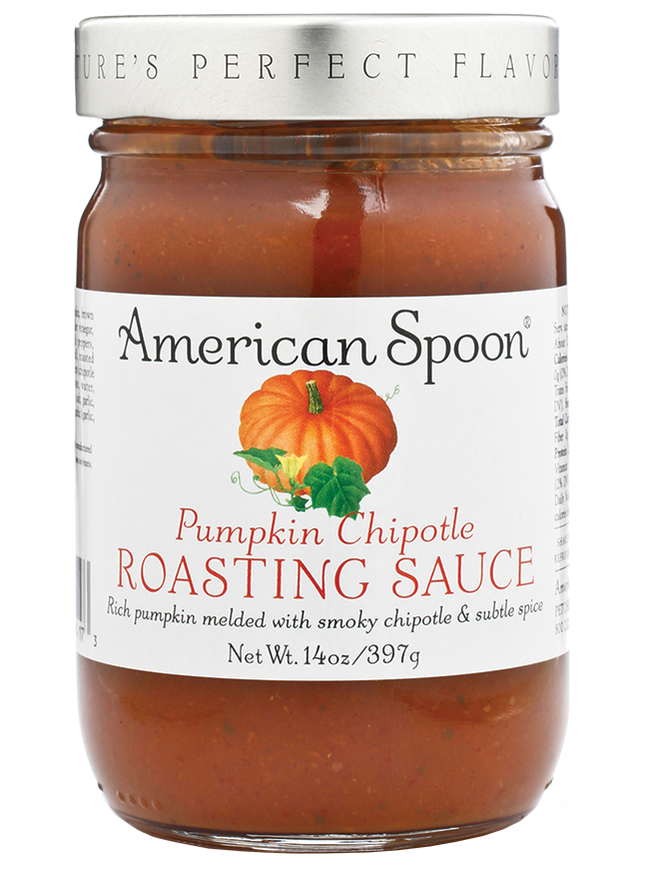A jar of Pumpkin Chipotle Roasting Sauce
