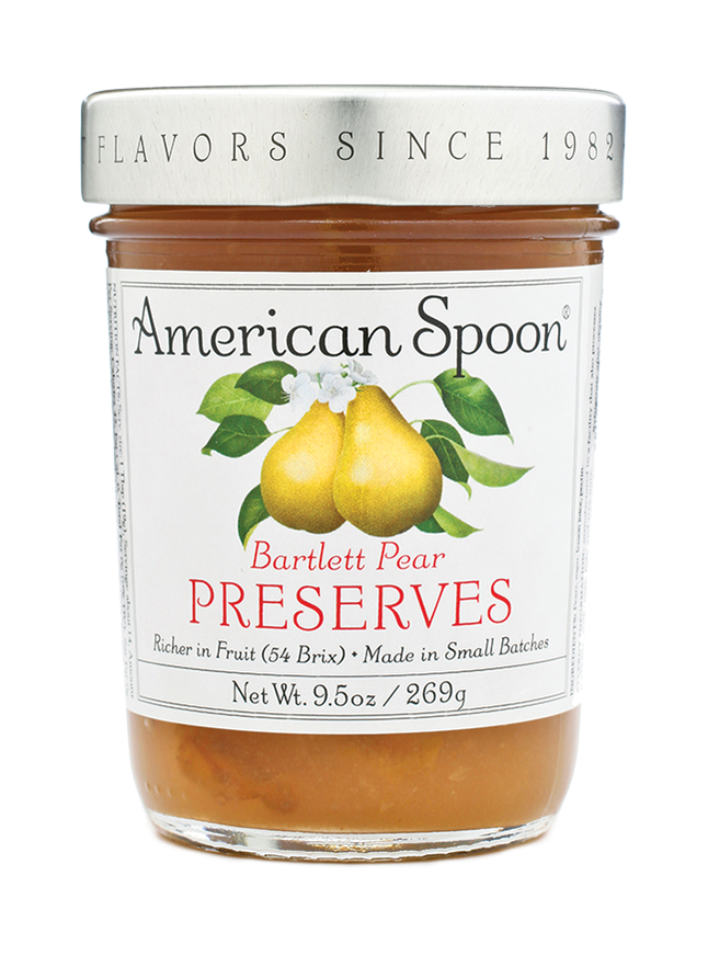 A jar of Bartlett Pear Preserves