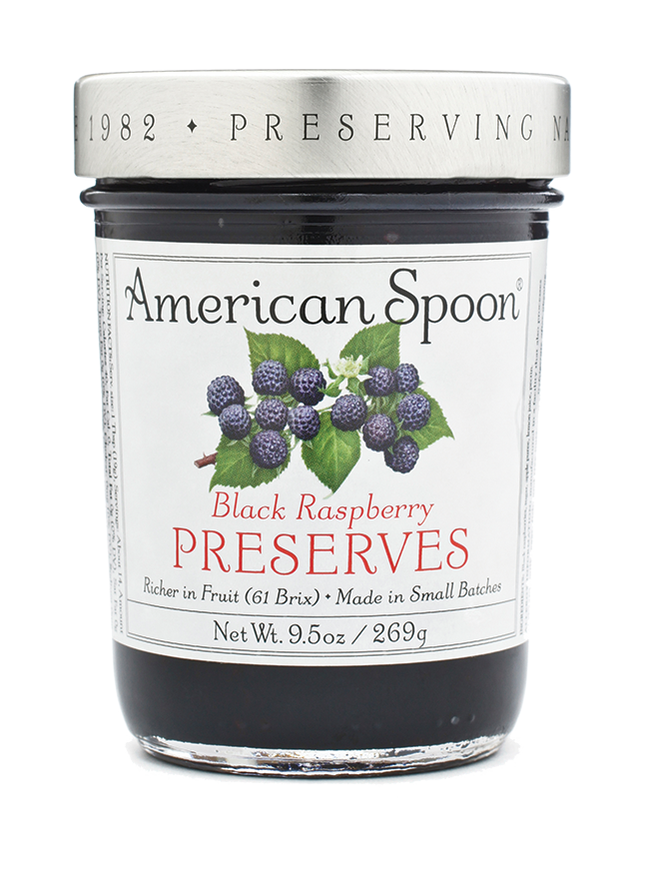 A jar of Black Raspberry Preserves