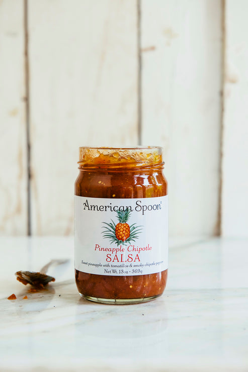 Load image into Gallery viewer, A jar of Pineapple Chipotle Salsa
