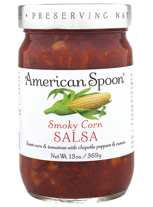 A jar of Smoky Corn Salsa
