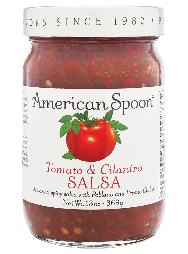 A jar of Tomato & Cilantro Salsa