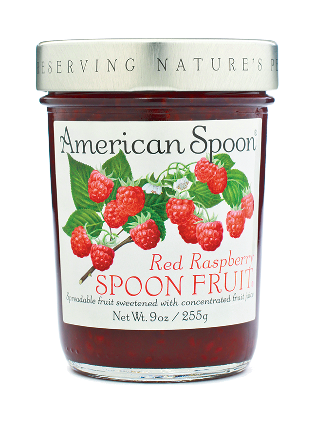 A jar of Red Raspberry Spoon Fruit