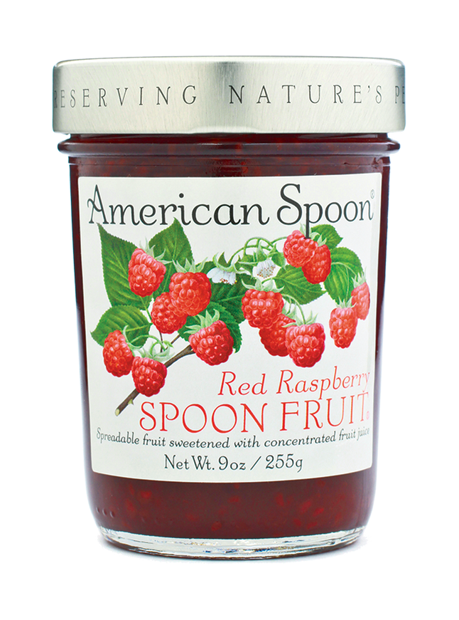 A jar of Red Raspberry Spoon Fruit