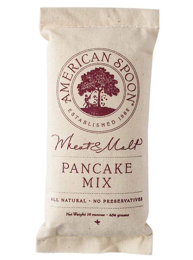 A bag of Wheat & Malt Pancake Mix