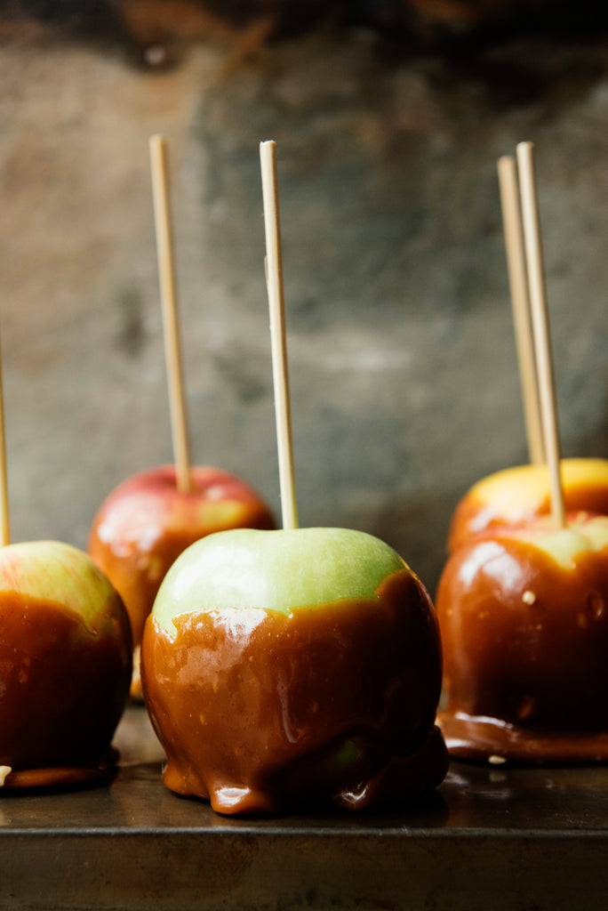 caramel apples dipped in salted maple caramel