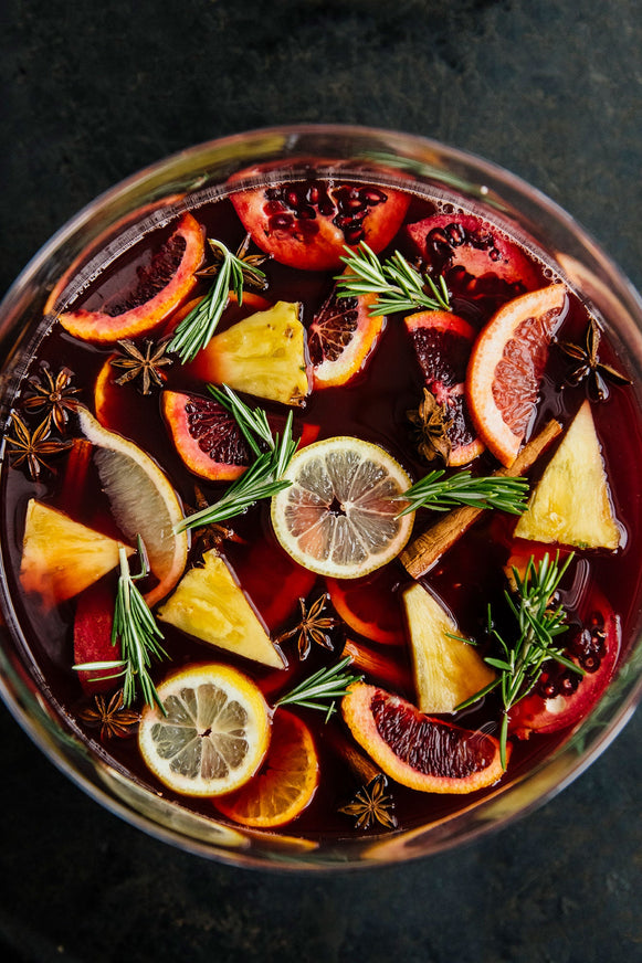 a large glass bowl of holiday punch