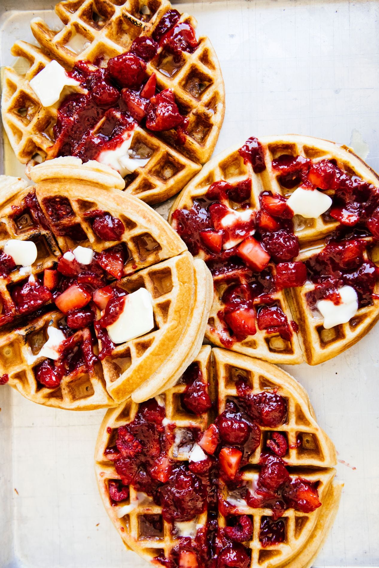 The Up North Breakfast gift box including Maple Syrup, Fruit Perfect Blueberries, Fruit Perfect Sour Cherries, Wheat & Malt Pancake Mix, Early Glow Strawberry Preserves, Lemon Curd and a gift box