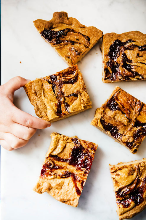 Load image into Gallery viewer, homemade pb&amp;j blondies
