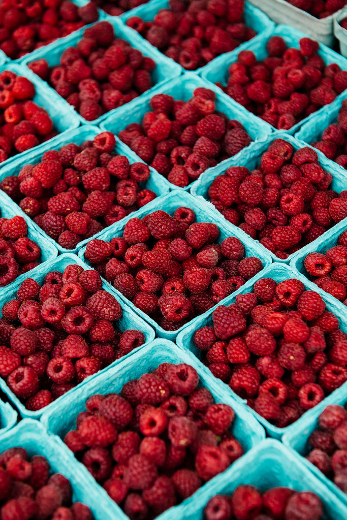 pints of red raspberries 