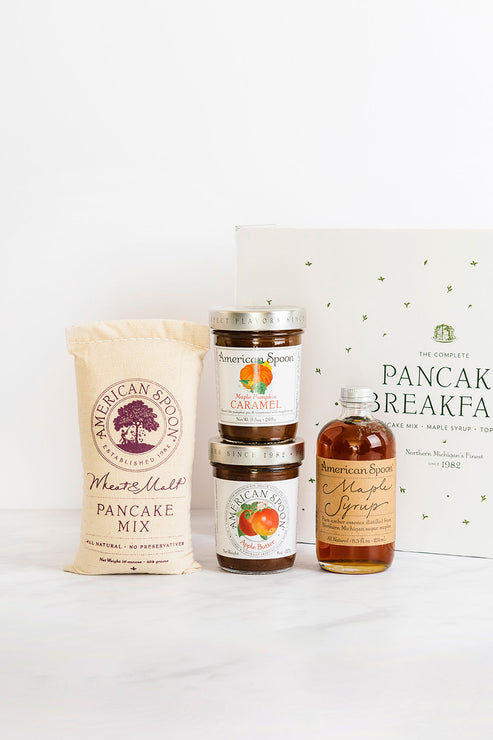 Load image into Gallery viewer, The Fall Breakfast Box gift box containing Wheat &amp; Malt Pancake Mix, Maple Pumpkin Caramel, Apple Butter and Maple Syrup

