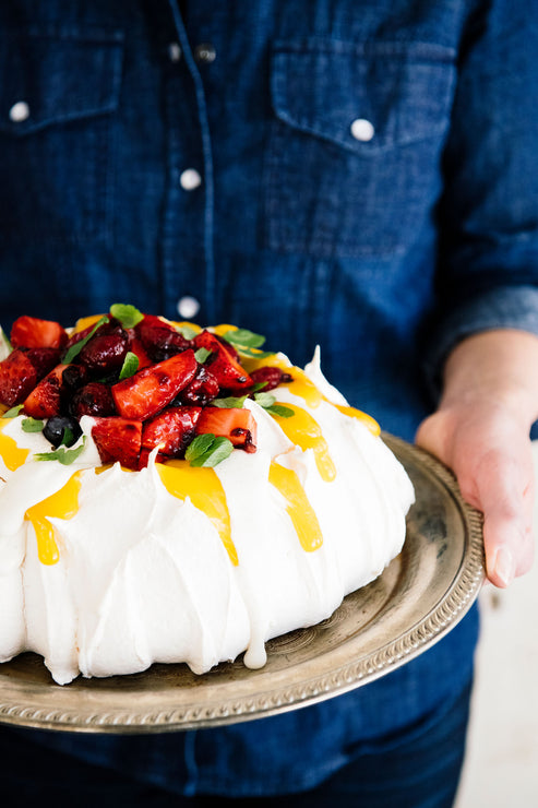 Load image into Gallery viewer, Homemade pavlova topped with Lemon Curd and fresh berries 
