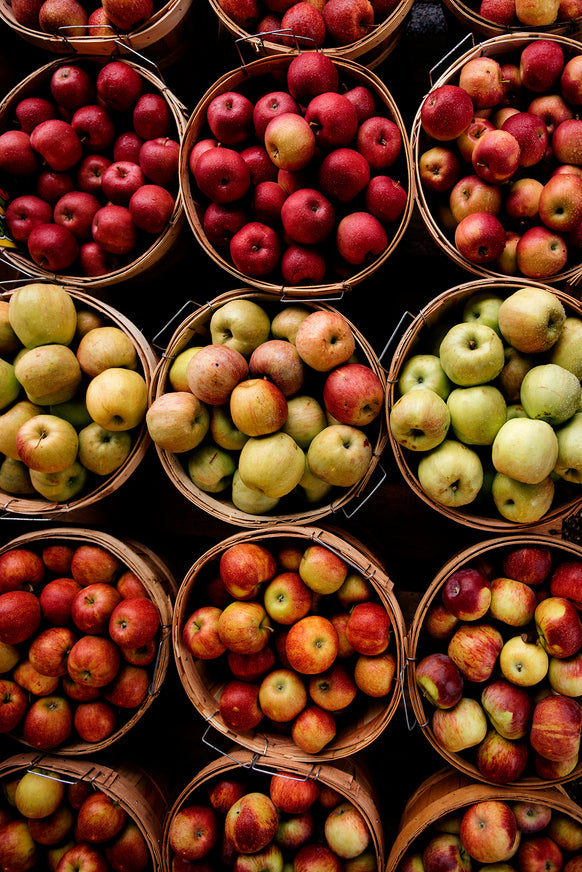 Bushels of red and green apples
