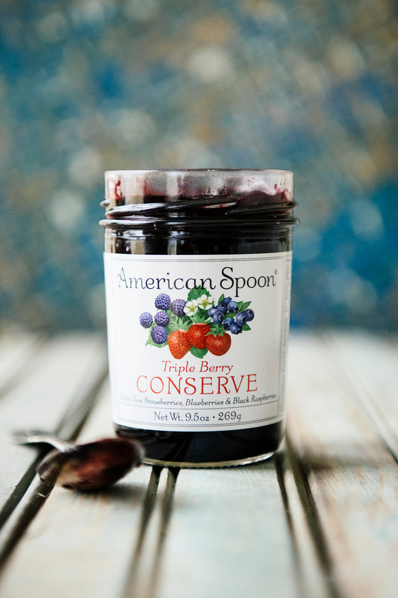 A jar of Triple Berry Conserve