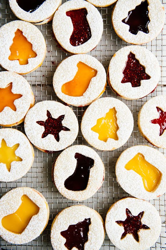 Linzer Cookies filled with curds and preserves