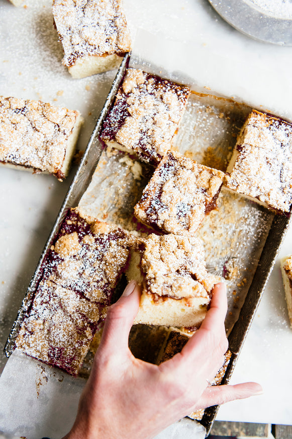 Crumb bars made with holiday preserves