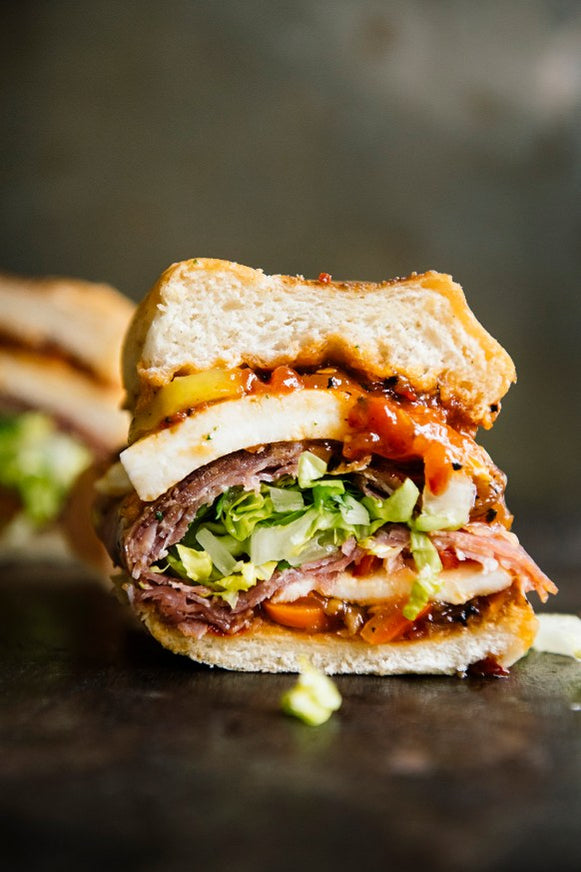 A homemade Italian style sandwich