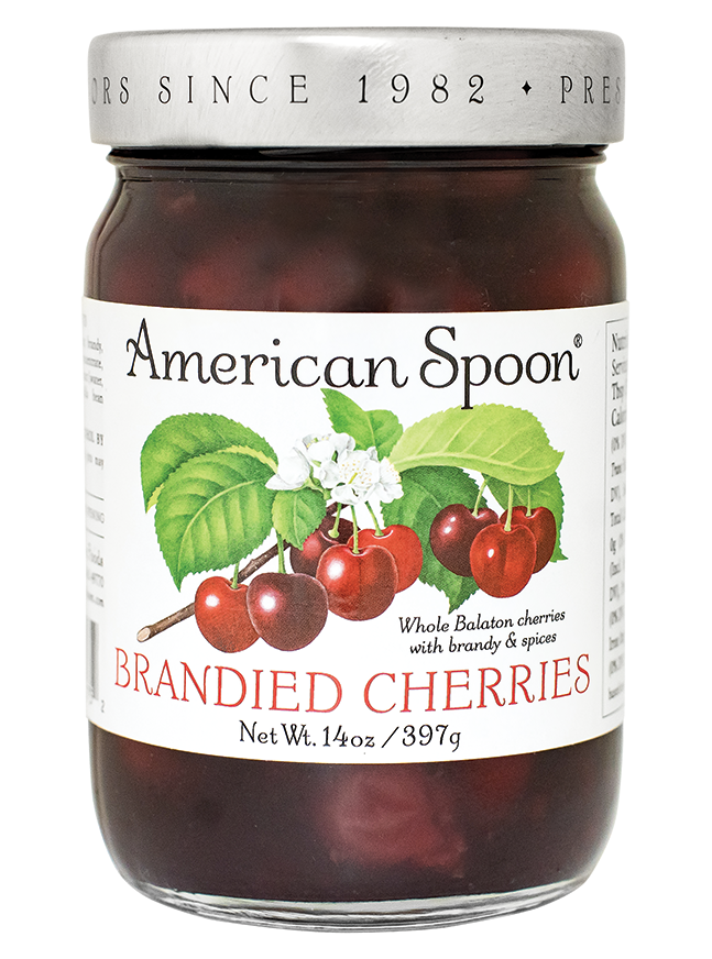A jar of Brandied Cherries