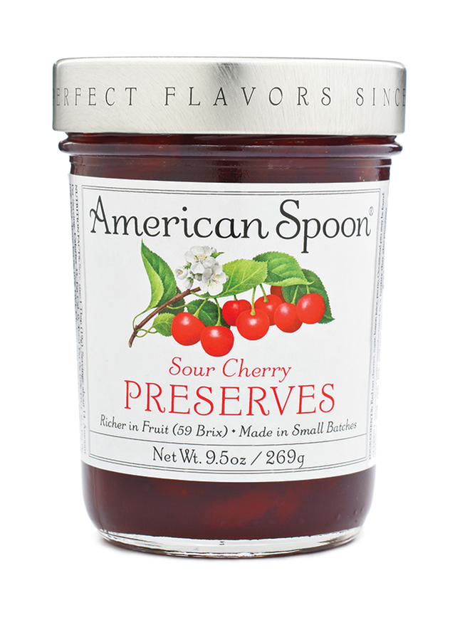 A jar of Sour Cherry Preserves