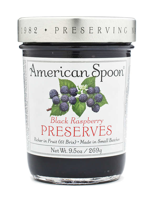 A jar of Black Raspberry Preserves