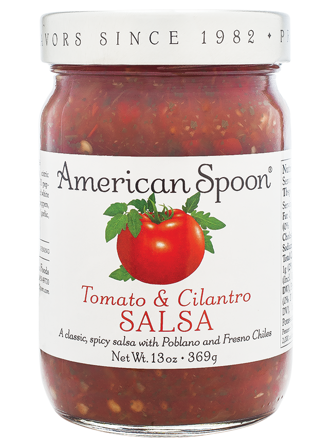 A jar of Tomato & Cilantro Salsa