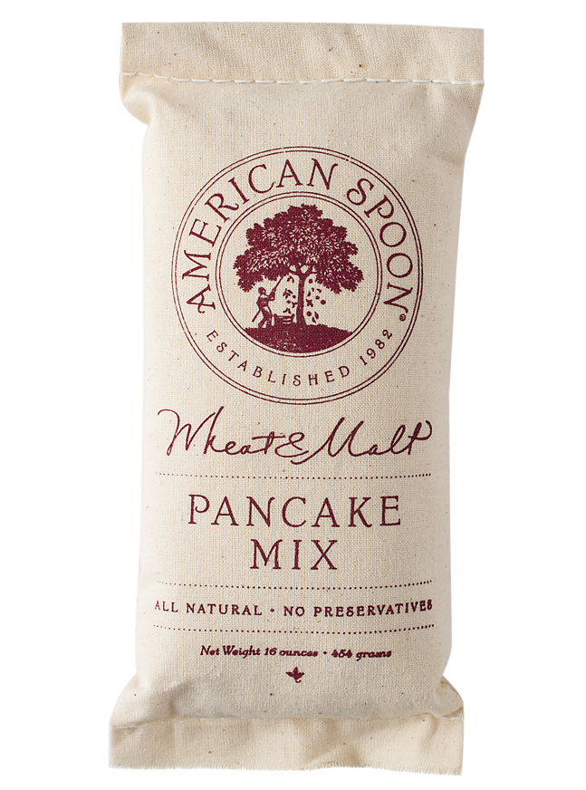 A bag of Wheat & Malt Pancake Mix